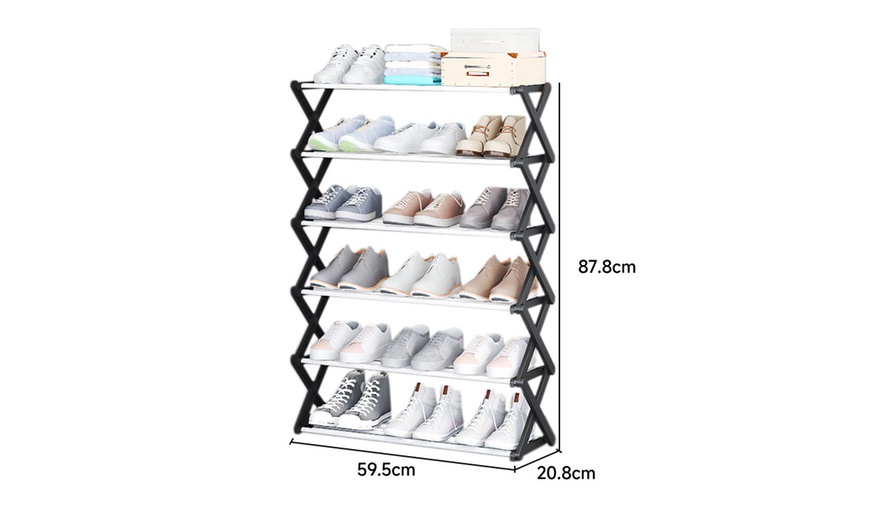 Image 6: Six-Tiers Foldable Metal Shoe Rack