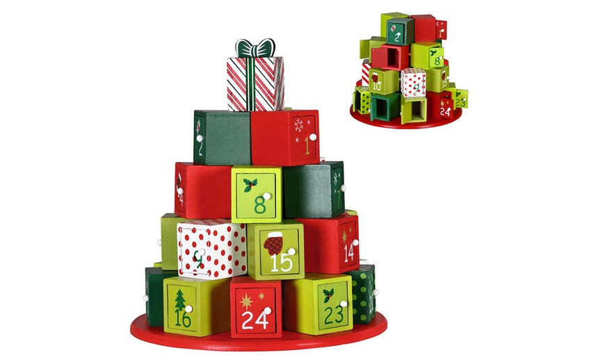 Image 3: Calendario dell'Avvento natalizio in legno Bakaji