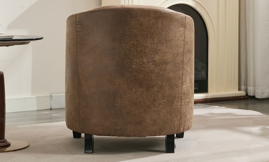 Image 4: Bronzing Fabric Tub Chair with Footstool