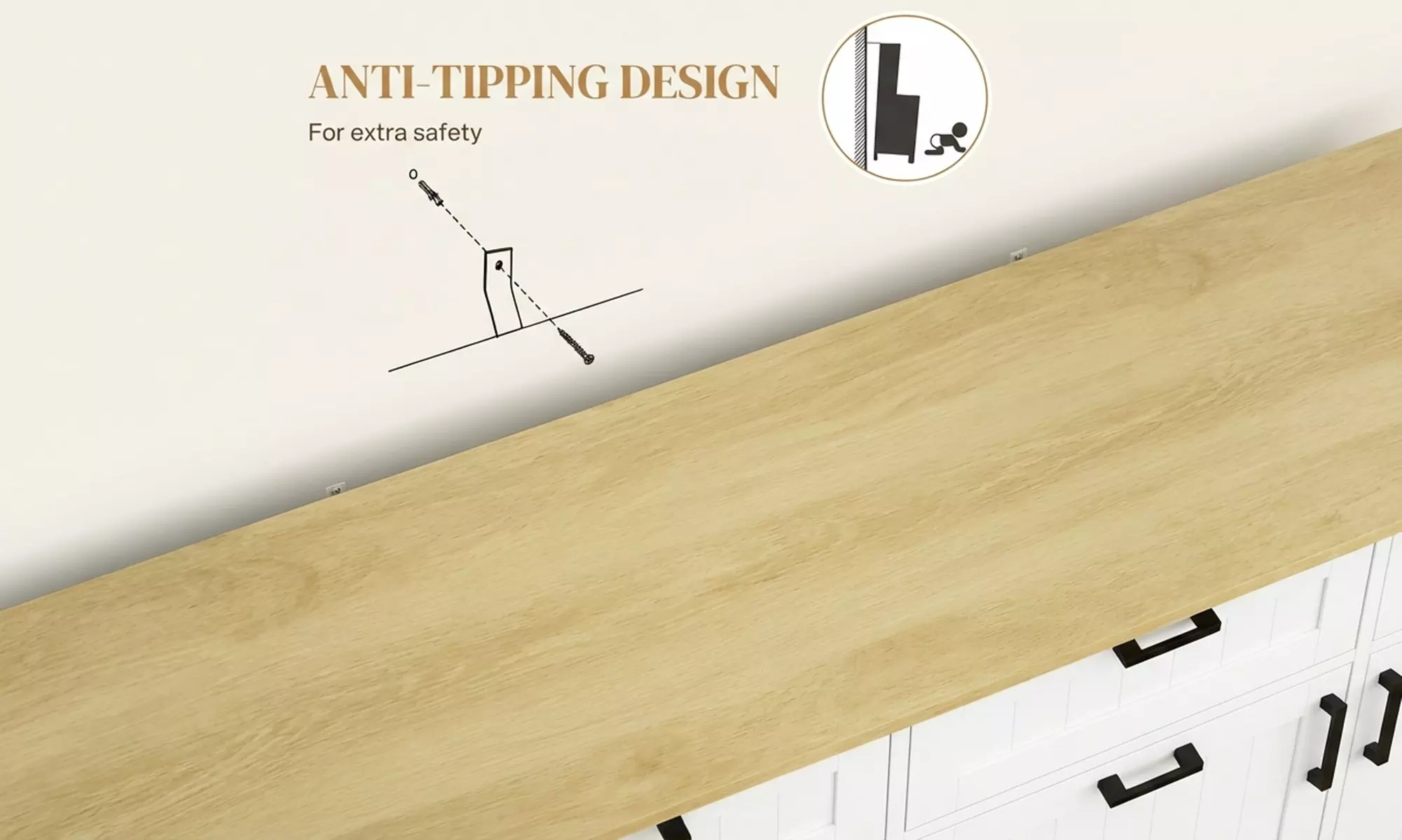 HomCom Farmhouse Kitchen Sideboard with Tilt-Out Bin