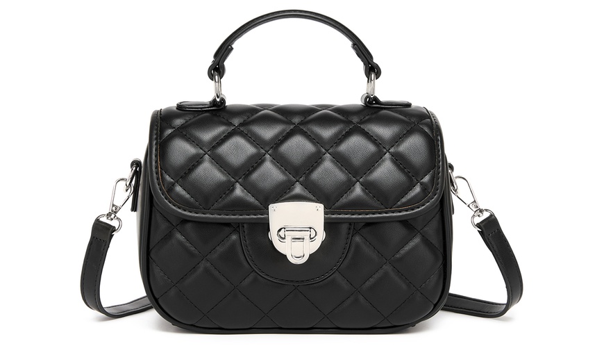Image 9: Miss Lulu Practical Quilted PU Leather Crossbody Handbag