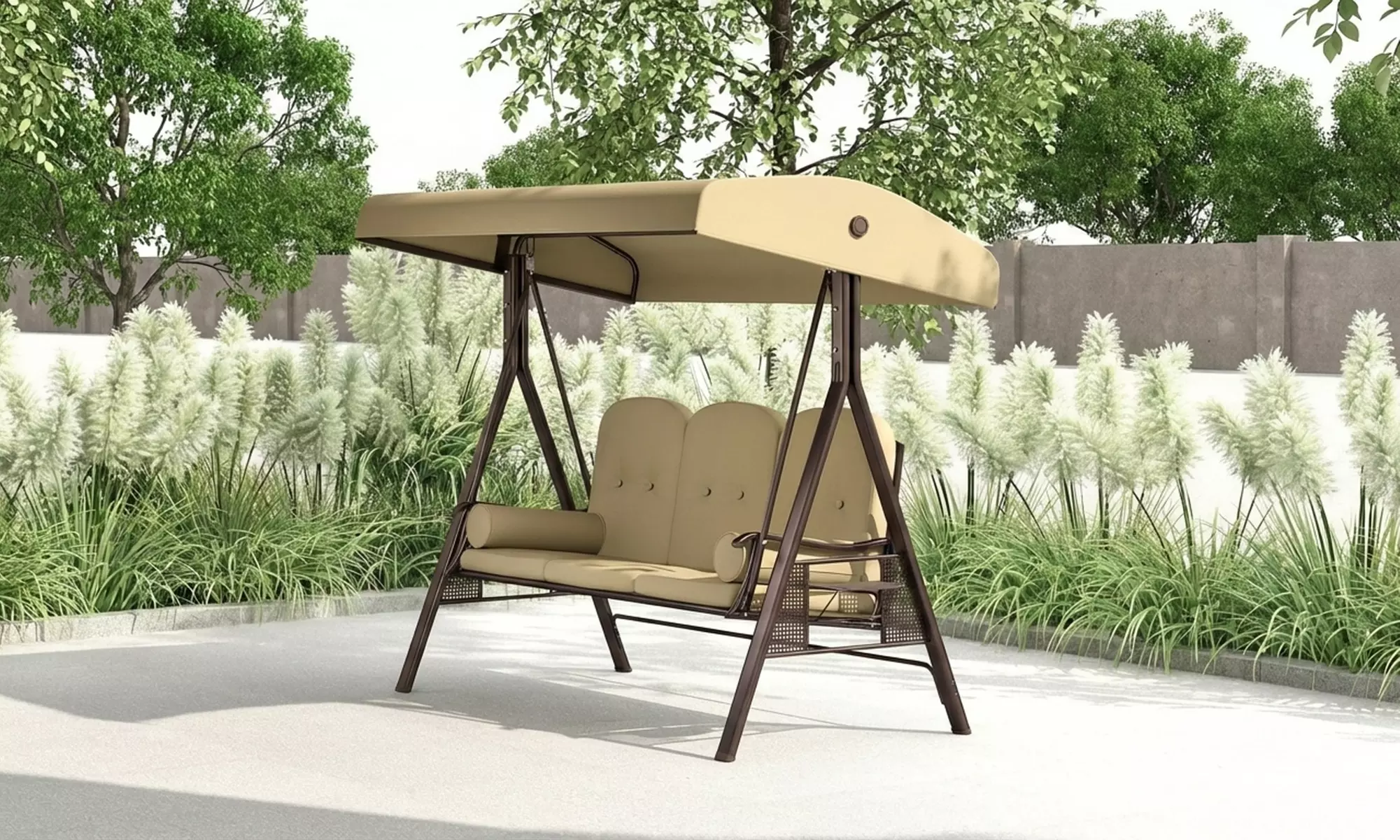 Outsunny 3-Seater Garden Swing Chair with Adjustable Canopy