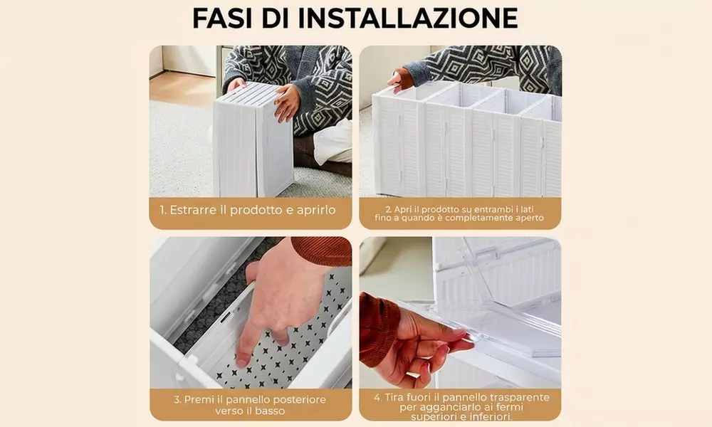 Scarpiera impilabile con 6 contenitori