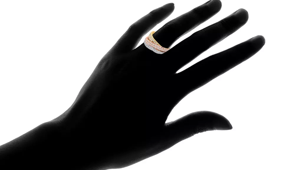18K Tri Gold Plated Cubic Zirconia Rolling Ring Made with Swarovski Elements - Second Medium