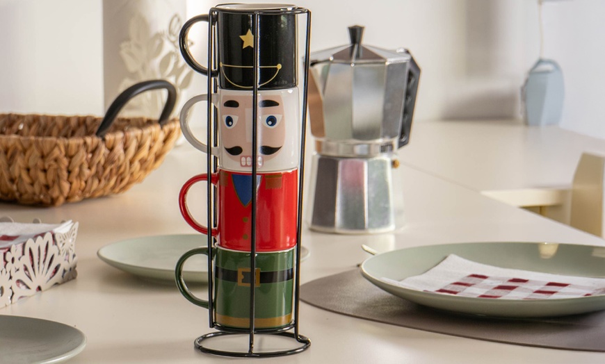 Image 1: Set di 4 tazzine da caffè in stile natalizio