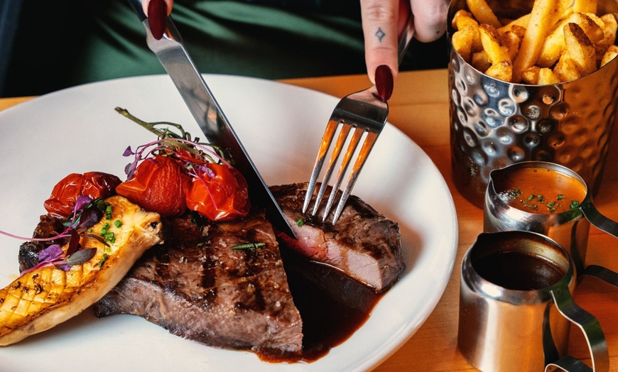 Image 13: Steak Dinner for 2 or 4 w/ Glass or Bottle of Wine in Glasgow