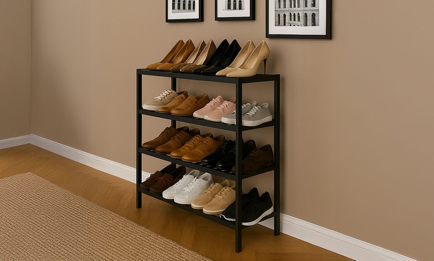Image 2: Four-Tier Bamboo Shoe Rack