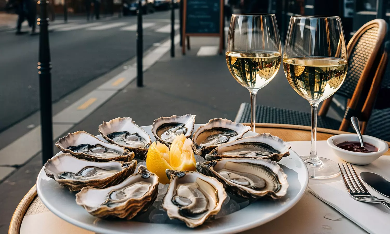 Formule huitres et verres de Chardonay à Chacha Et Compagnie