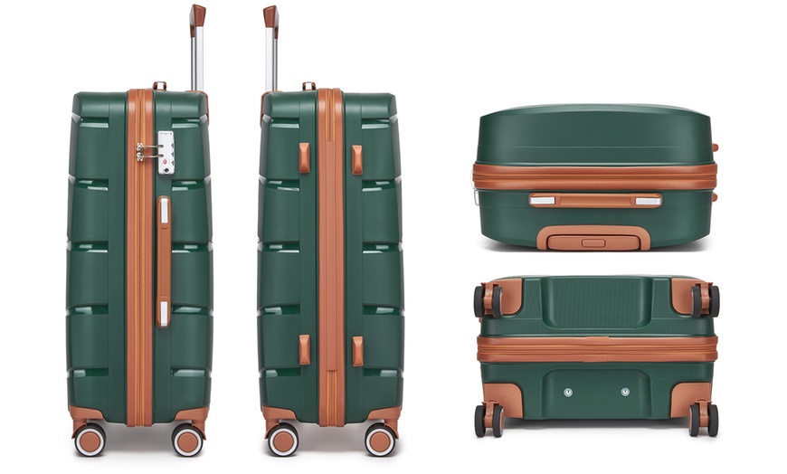 Image 7: Maletas de ruedas rígidas en color verde con cerradura TSA, de Kono