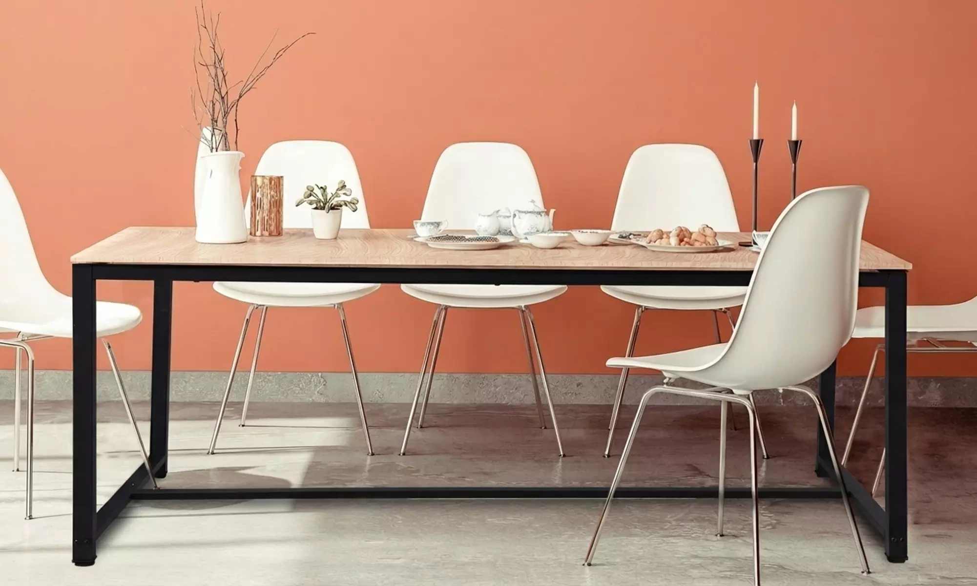 Tavolo da pranzo Bronx, in stile industriale, Sampur