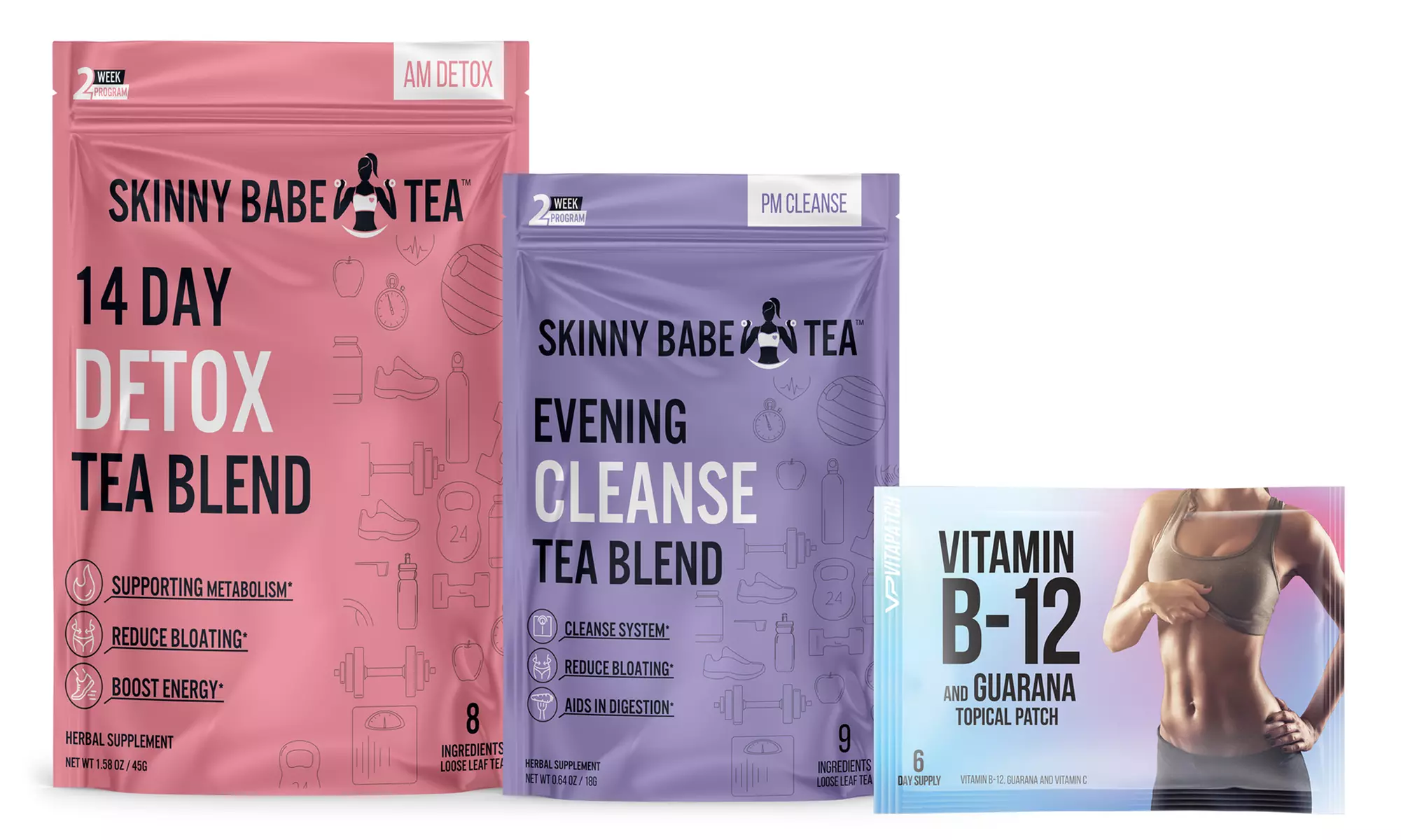 Skinny Babe Cleanse/Detox Tea and High Potency B12 Patch (3-Pack)