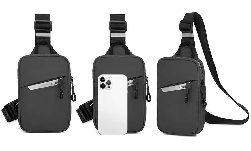 Image 11: Bolso bandolera unisex con correa ajustable y múltiples bolsillos
