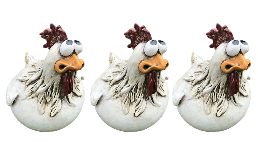 Image 19: Funny Chicken Fence Decor Statues