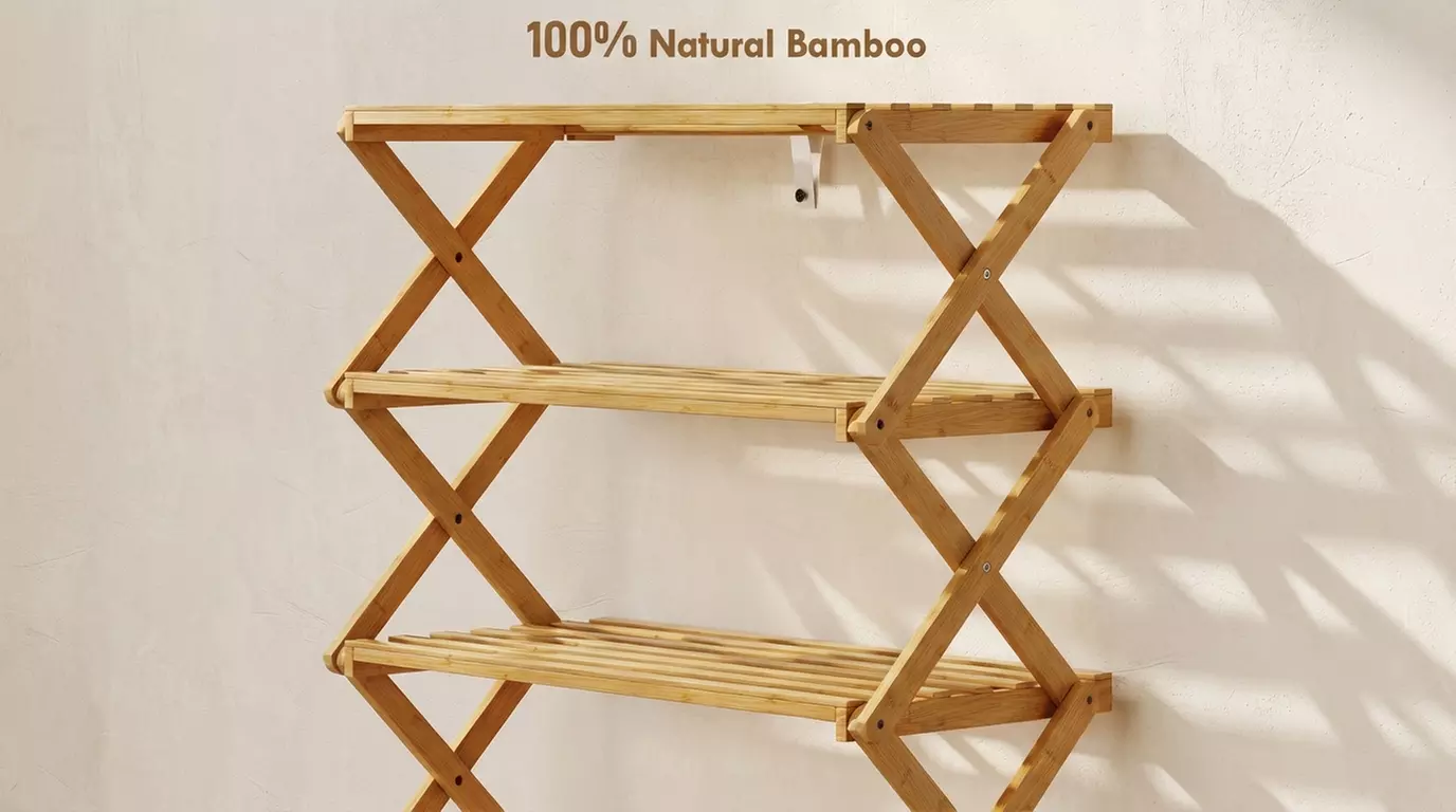 HOMCOM Foldable Bamboo Shoe Rack