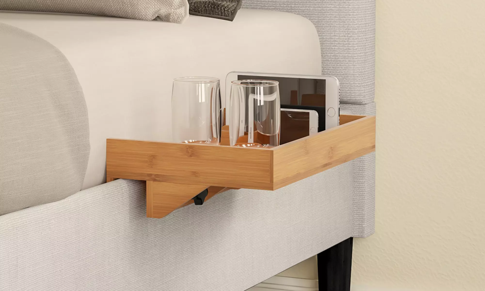 Lavish Home Bamboo Clamp-on Bedside Shelf - Primary Image