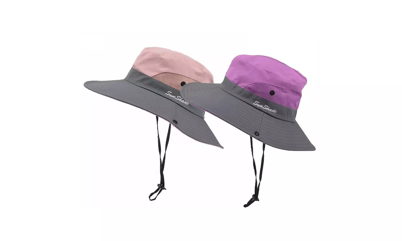 Womens UV Protection Hat Foldable Wide Brim Ponytail Sun Hats