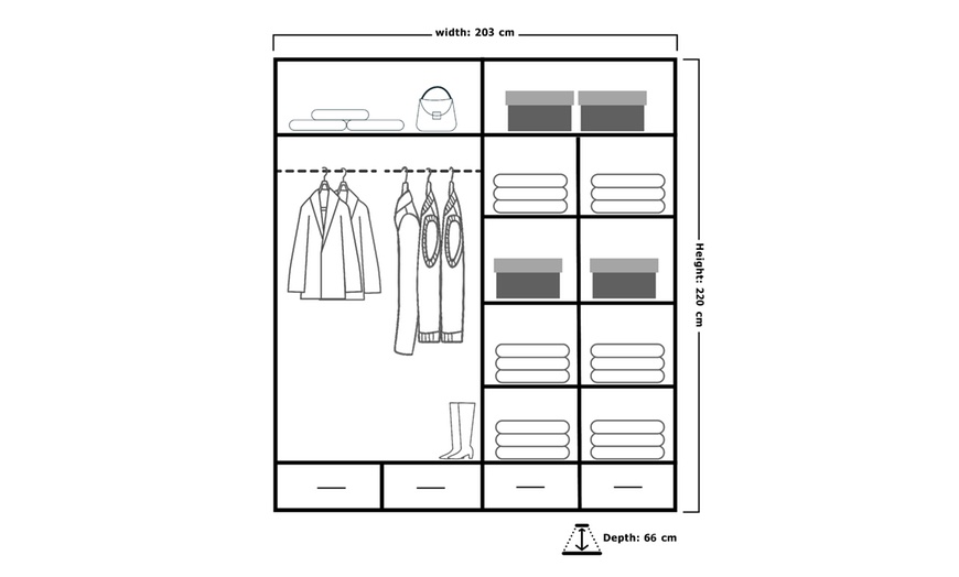 Image 14: Sweden Modern High Gloss Wardrobe with Drawers