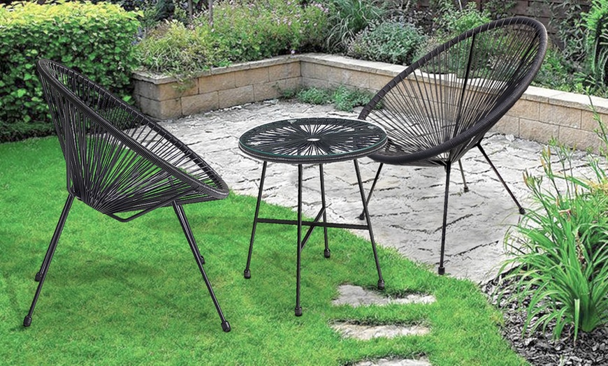 Image 2: 3-Piece String Egg Chair with Coffee Table Set 