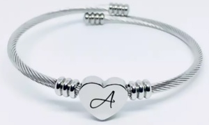 Heart Initial Cable Bracelet