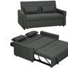 Image 3: HomCom 2-in-1 Sofa Bed Convertible Lounger with Linen-Look Upholstery