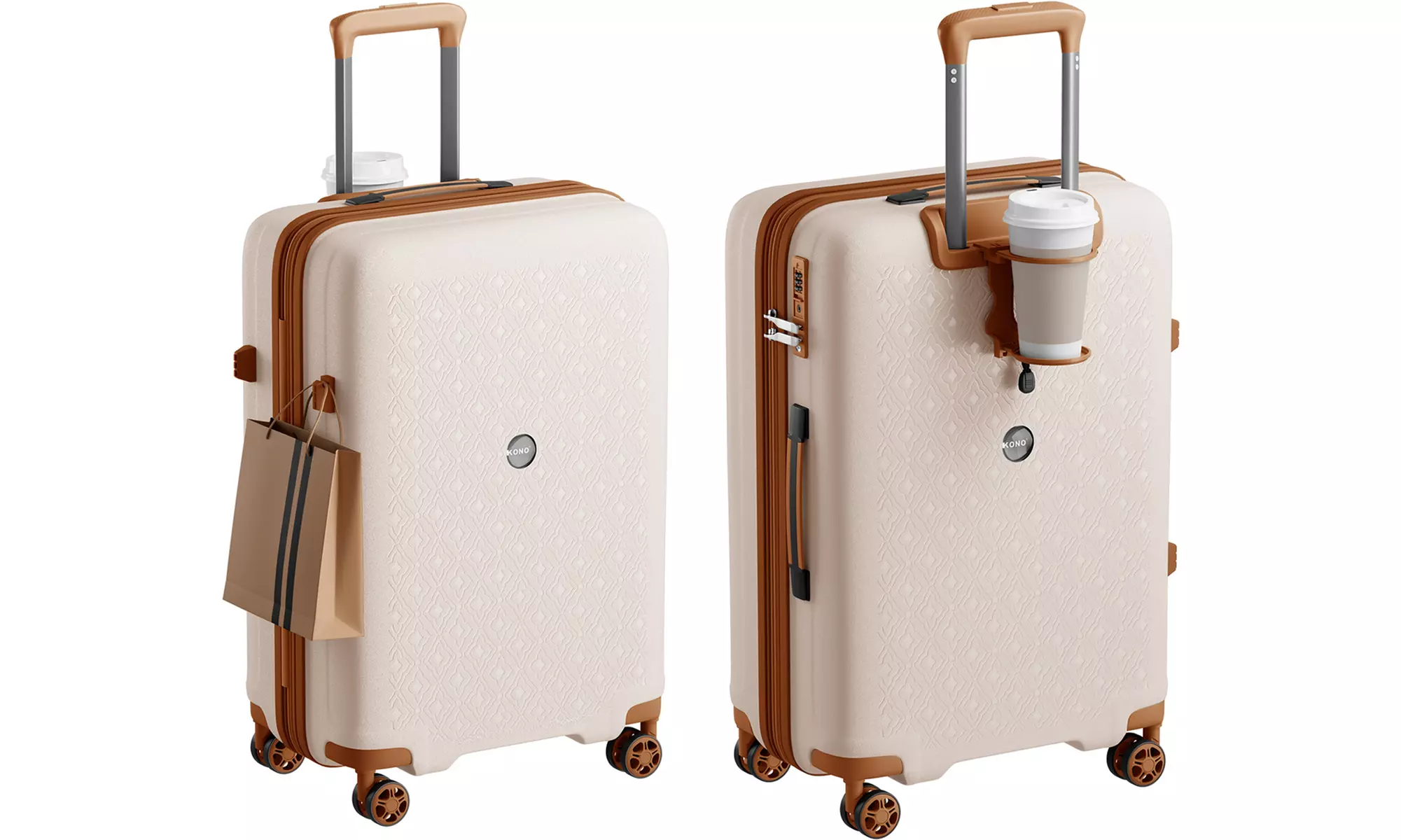 1 of 3 Kono koffers met TSA slot en bekerhouder