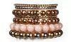 Retro Burnished Gold Inlaid Rhinestones Bangle Bracelet Set (7-Piece)