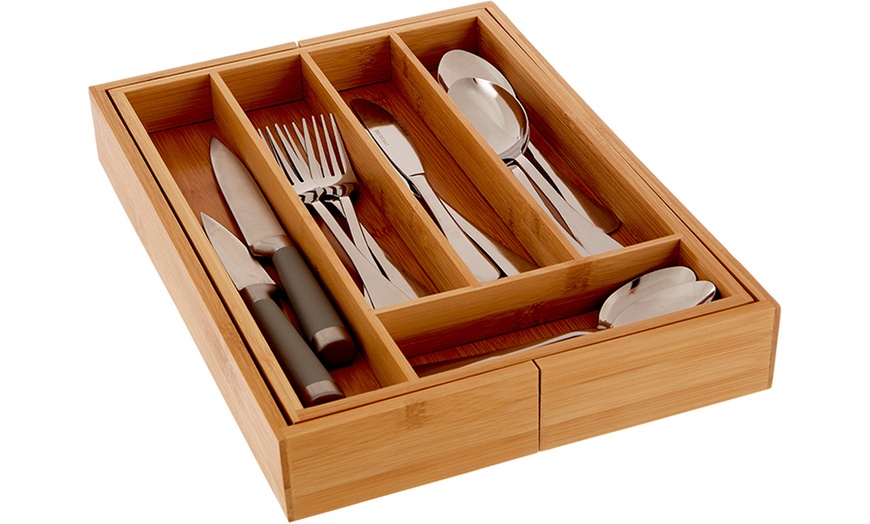 Image 13: Expandable Bamboo Cutlery Tray