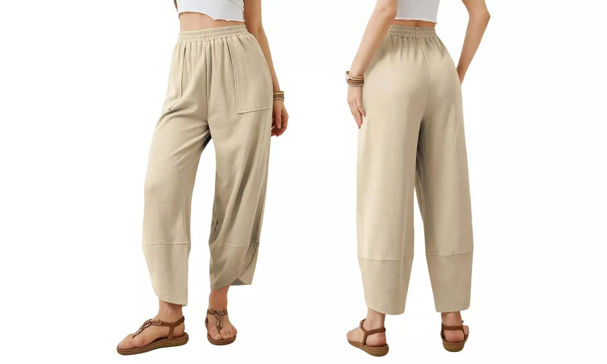 Womens Wide Leg Harem Pants Casual Elastic Waist Comfy Palazzo Baggy Sweatpants