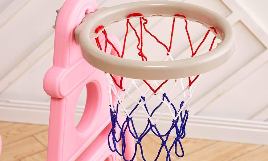 Image 5: 4-in-1 Toddler Playset with Slide, Swing, Climber and Basketball Hoop