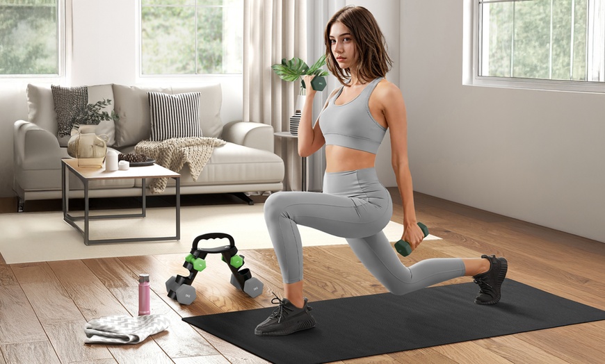 Image 1: SPORTNOW Dumbbells Set with Carry Storage Rack