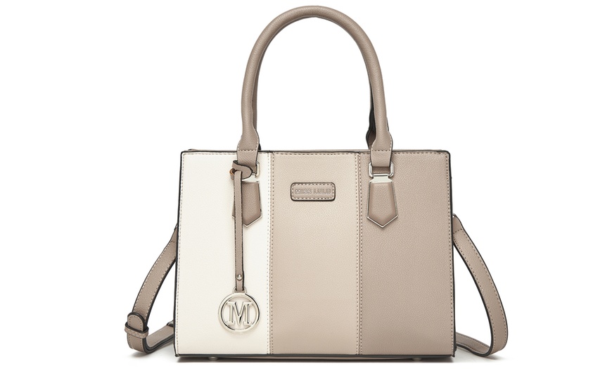 Image 8: Miss Lulu PU Leather Three-Tone Stitched Shoulder Handbag