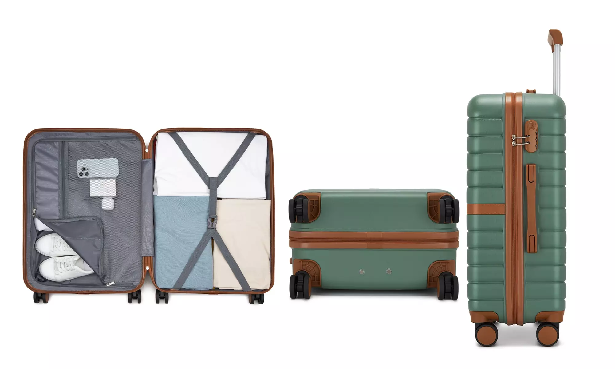 KONO Stylish Stripe Design Suitcase with Spinner Wheels