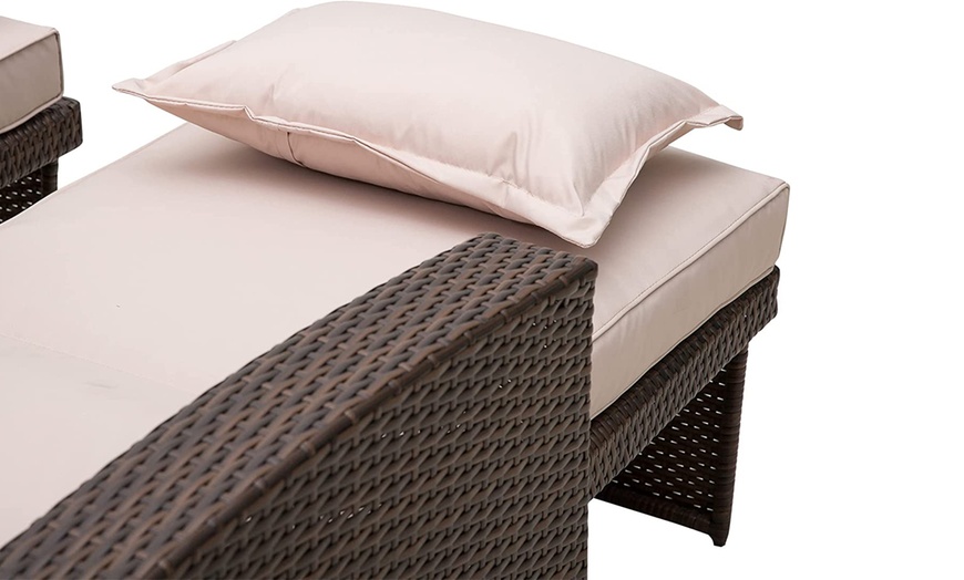 Image 6: Outsunny Rattan Double Lounge Set