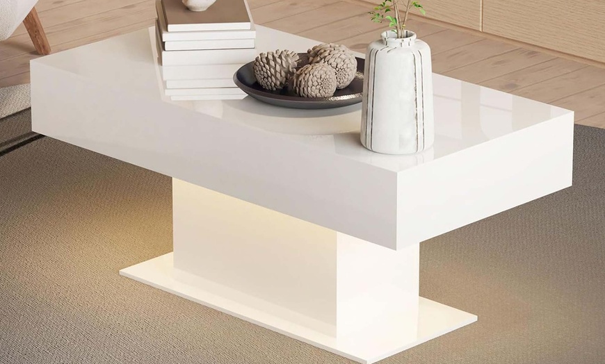 Image 30: High Gloss LED Coffee and Side Table Range