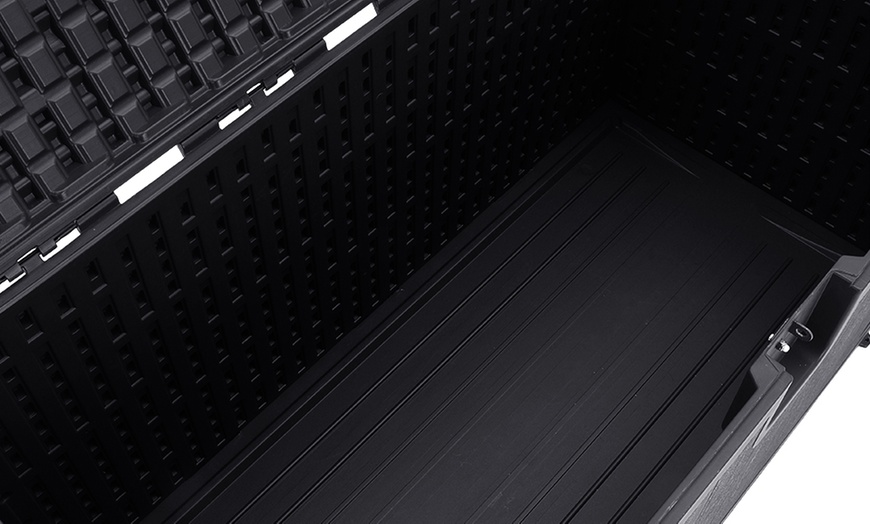 Image 18: HDPE Heavy-Duty Water-Resistant Rattan-Effect Deck Box