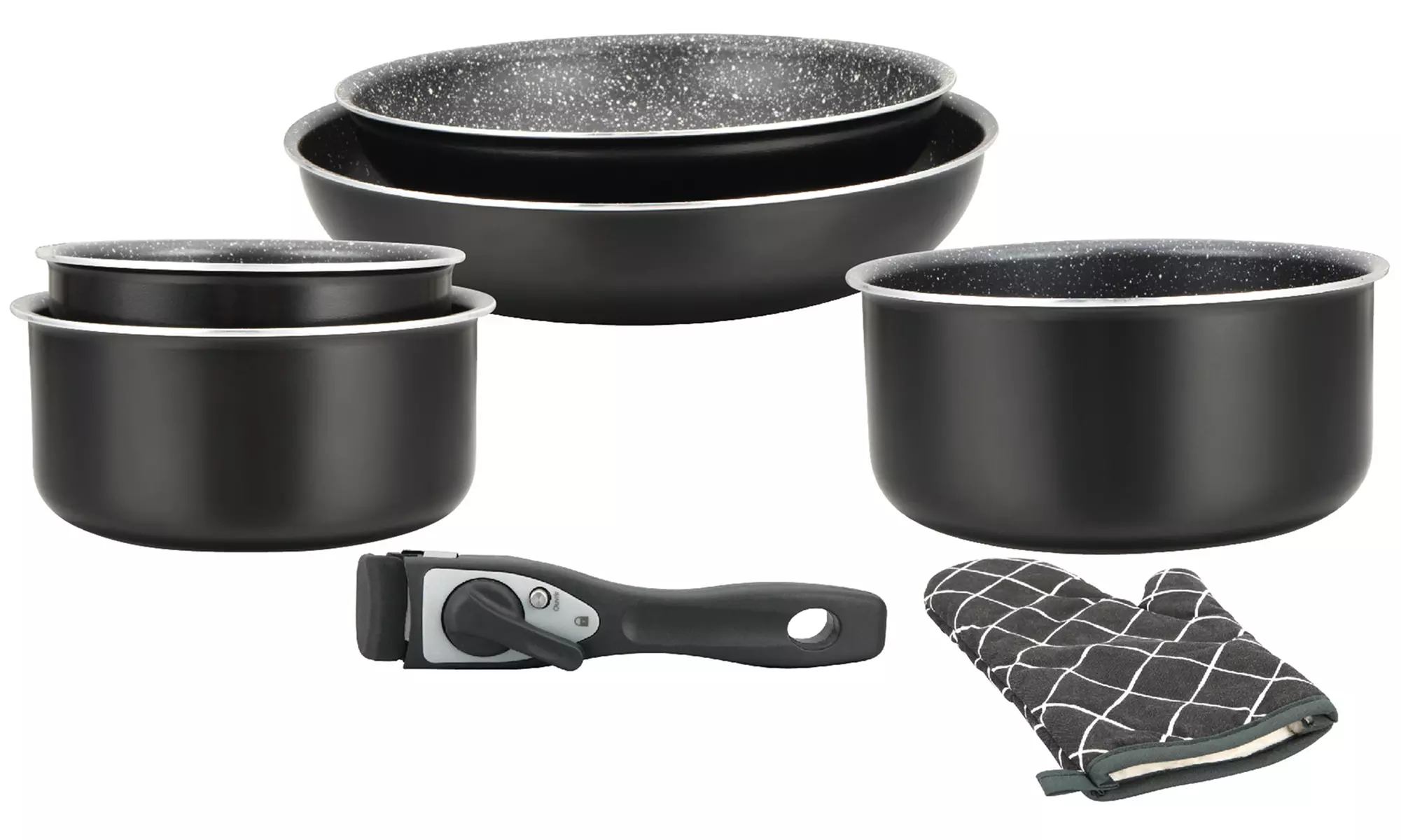 5-, 7-, oder 17-tlg. Herzberg Kochgeschirr-Set mit abnehmbarem Griff