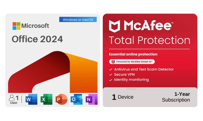 Microsoft Office 2024 and McAfee Total Protection Bundle