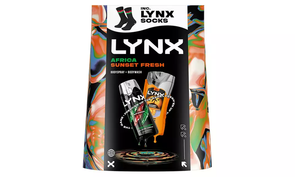Lynx Africa Spray and Sunset Wash Gift Set with Socks