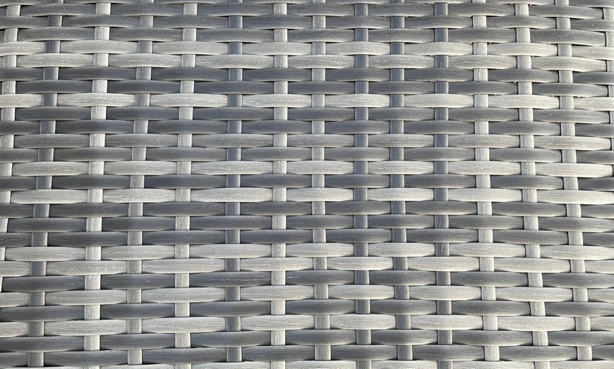 Image 3: Fimous PE Rattan-Effect Garden Furniture Gas Fire Pit Dining Table Set