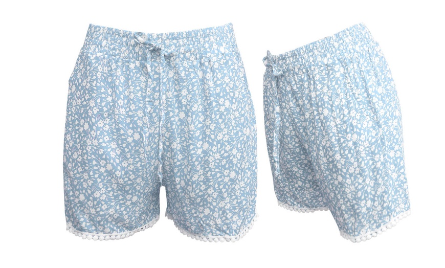 Image 22: Printed Pom-Pom Hem Cotton Shorts