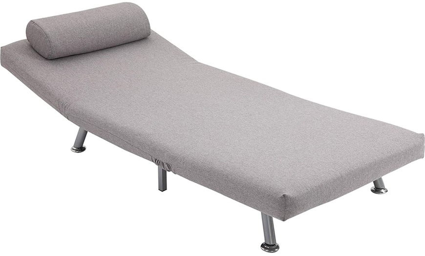 Image 8: HomCom Convertible Single Sleeper Chair Sofa Bed