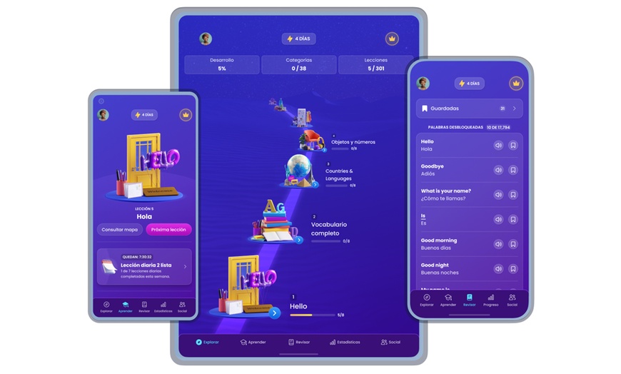 Image 2: Prémium curso online de idiomas vía app o computadora con Mondly