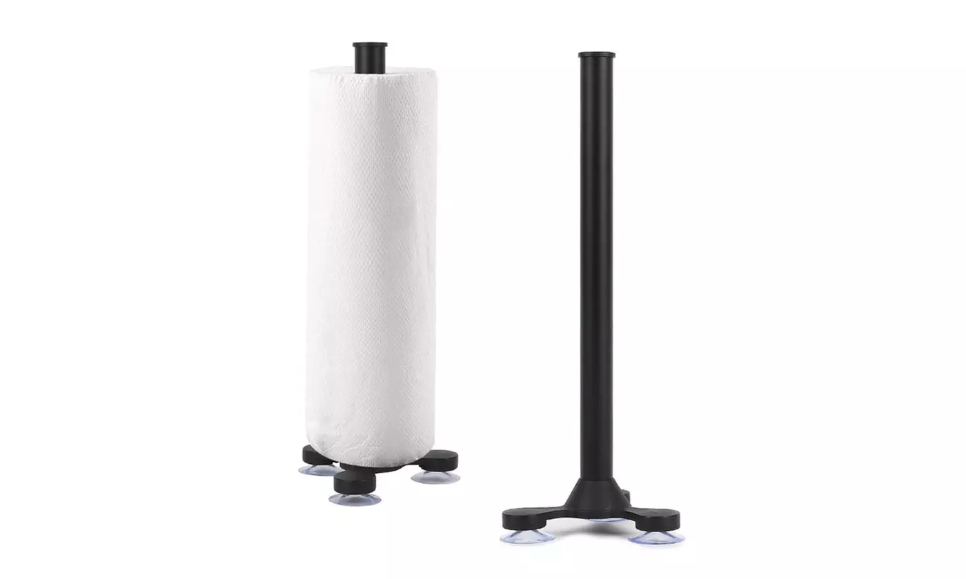 Kitchen Paper Towel Holder Countertop with Base Suction Cups Roll Organizer