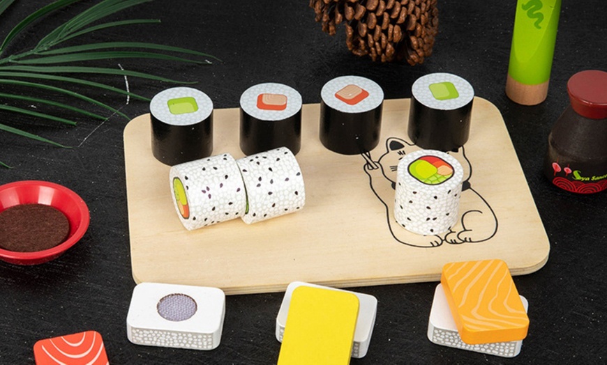 Image 2: Kids Pretend Play Wooden Sushi Toy Kit