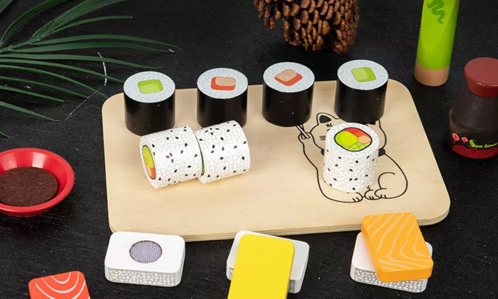 Kids Pretend Play Wooden Sushi Toy Kit