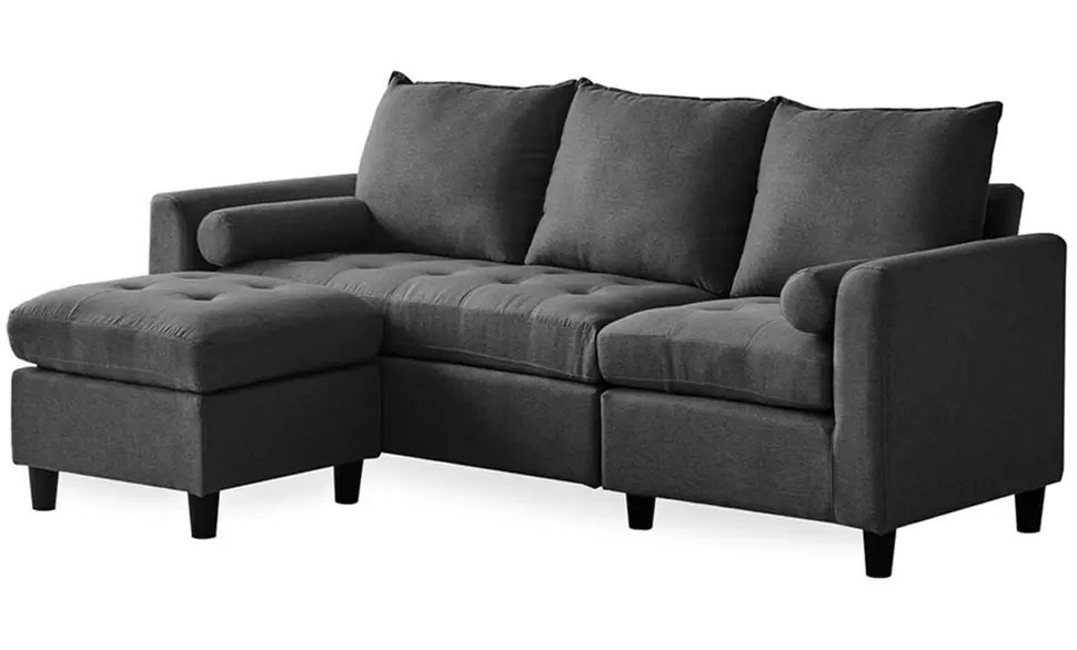 Canapé 3 places "Charles" en velours ou tissu avec pouf de Kocoon