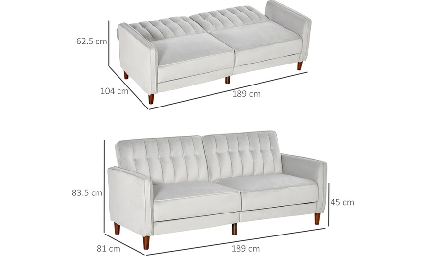 Image 7: HomCom Three Seater Sofa-Bed