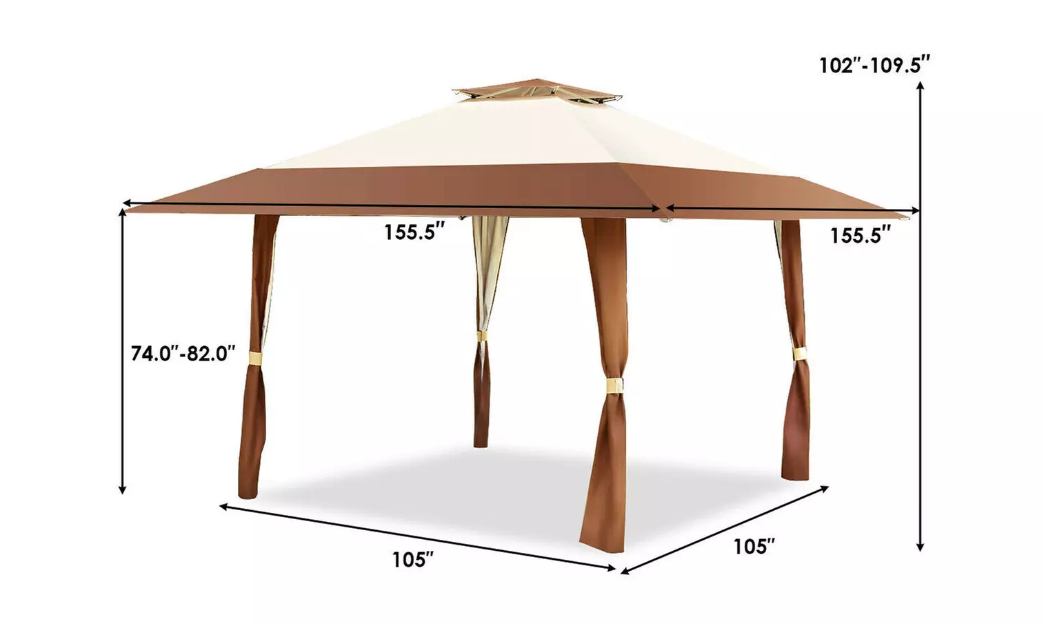 Costway 13'x13' Folding Gazebo Canopy Shelter Awning Tent Patio Garden Outdoor