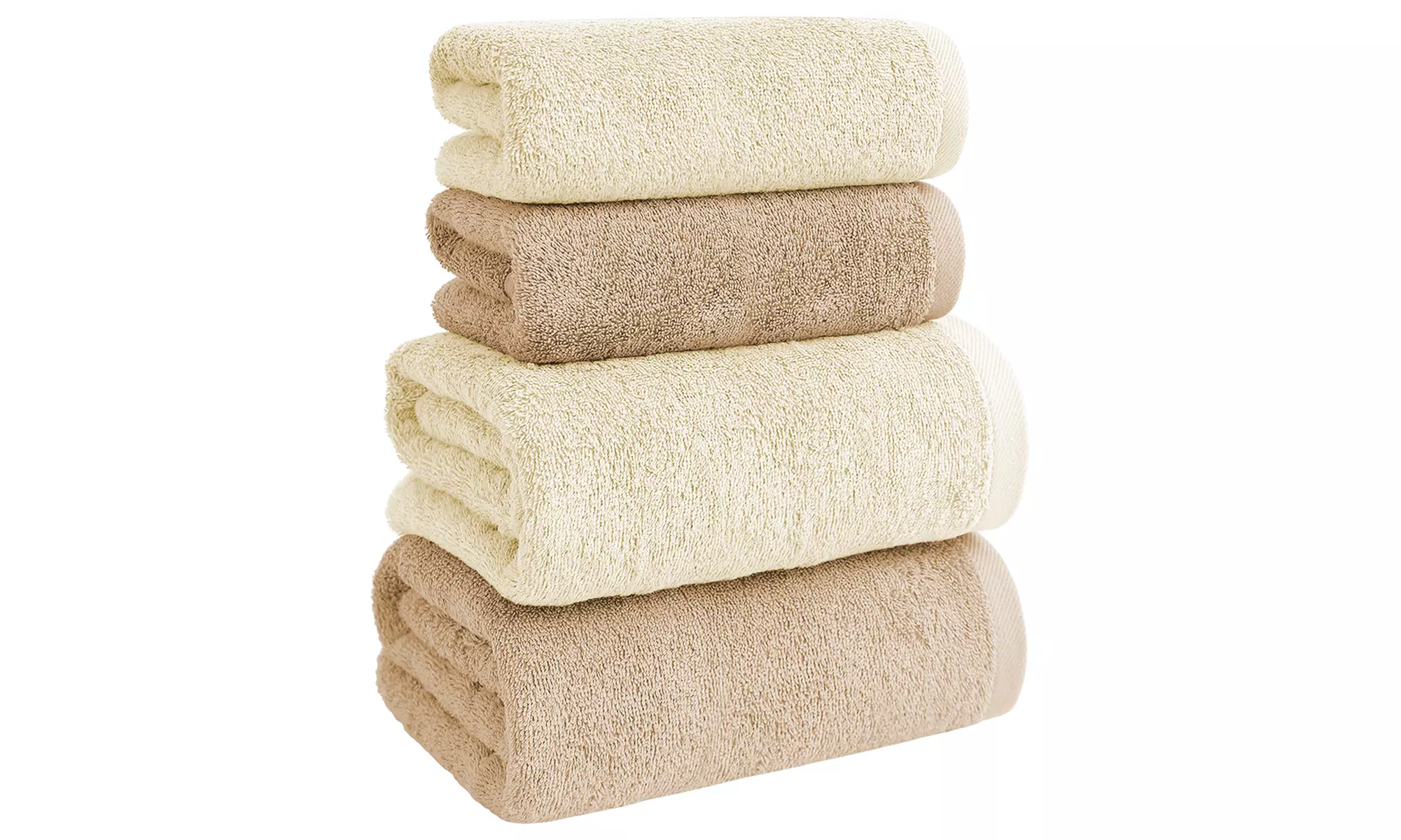 Juego de 4 toallas de baño de algodón en 2 colores