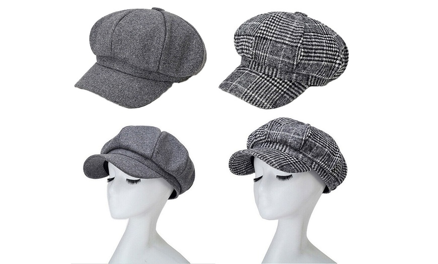 Image 1: Artist Vintage Newsboy Cabbie Peaked Beret Cap Warm Baker Boy Visor Hat Flat Cap